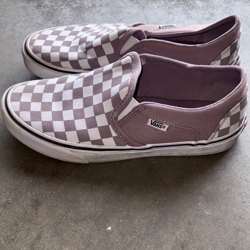 Vans Lavender Checkered Slip-Ons